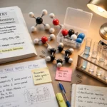 Chemistry 2nd year guess paper 2027 important questions revision guide with chemistry textbook, molecular model and study notes