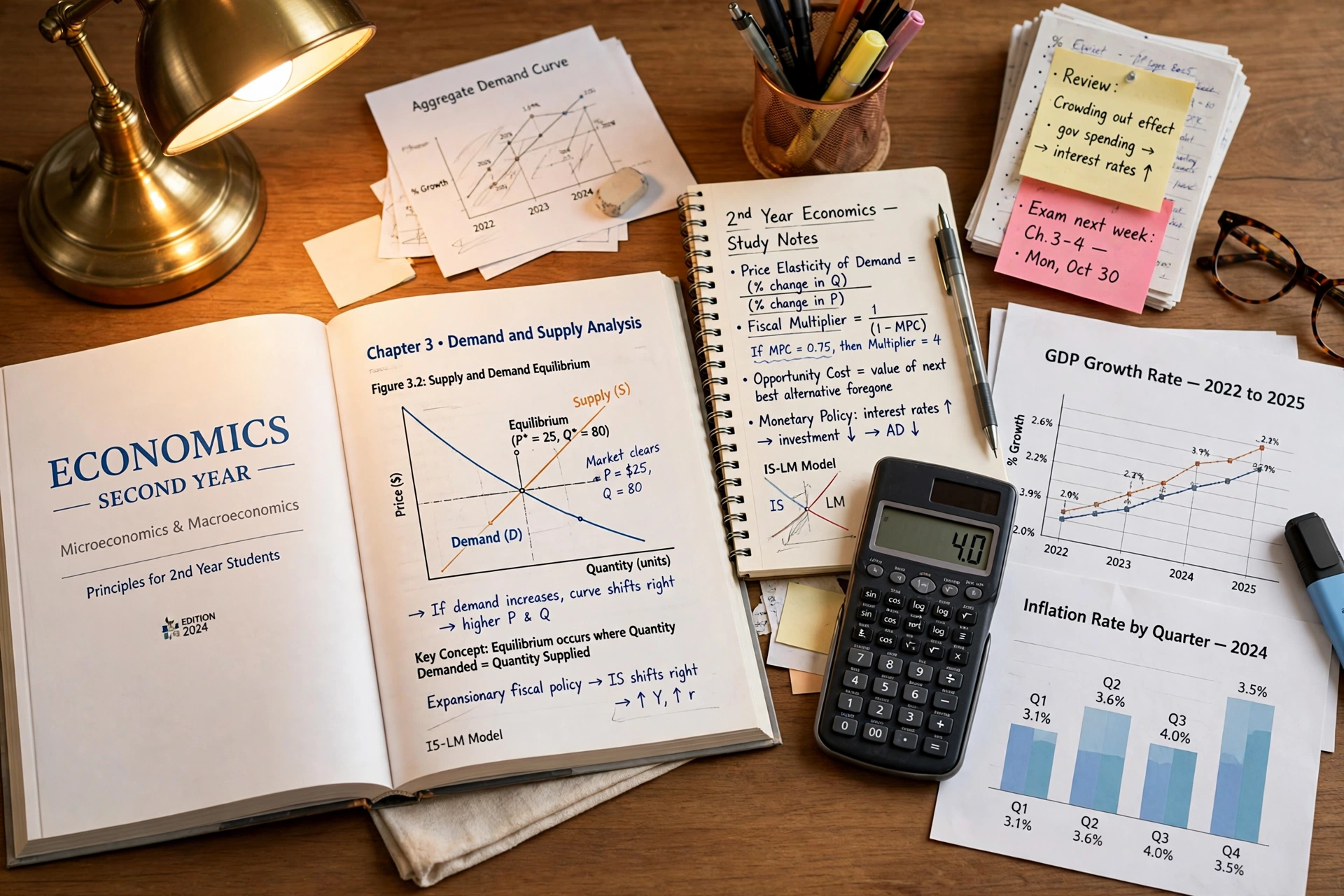 Economics 2nd year guess paper 2027 revision guide with demand and supply, GDP and inflation study notes