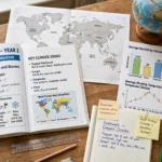 Geography 2nd year guess paper 2027 revision guide with world map, globe and climate charts