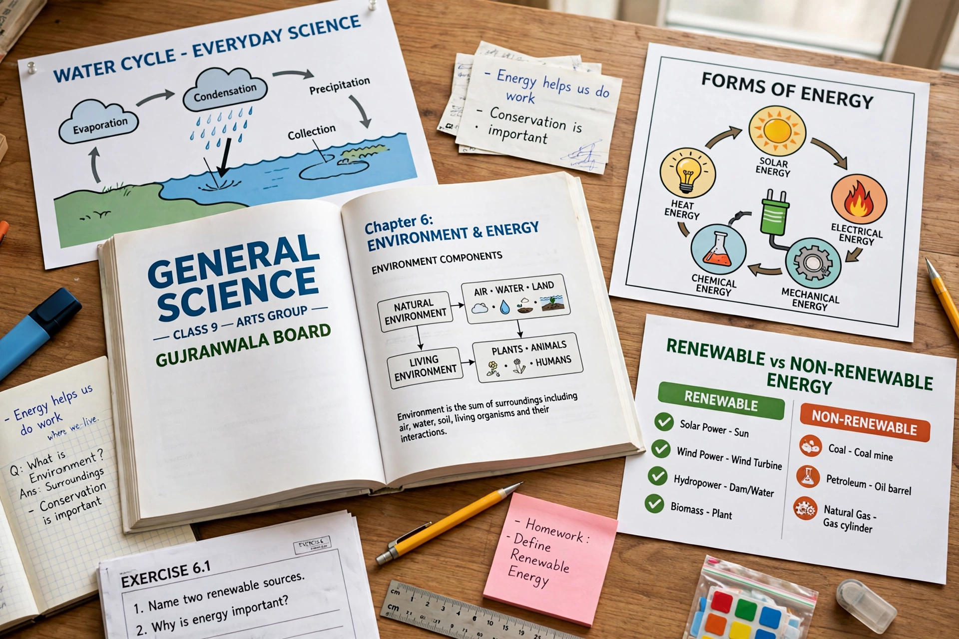 Gujranwala board 9th class general science guess paper 2027 revision guide with general science textbook and study notes