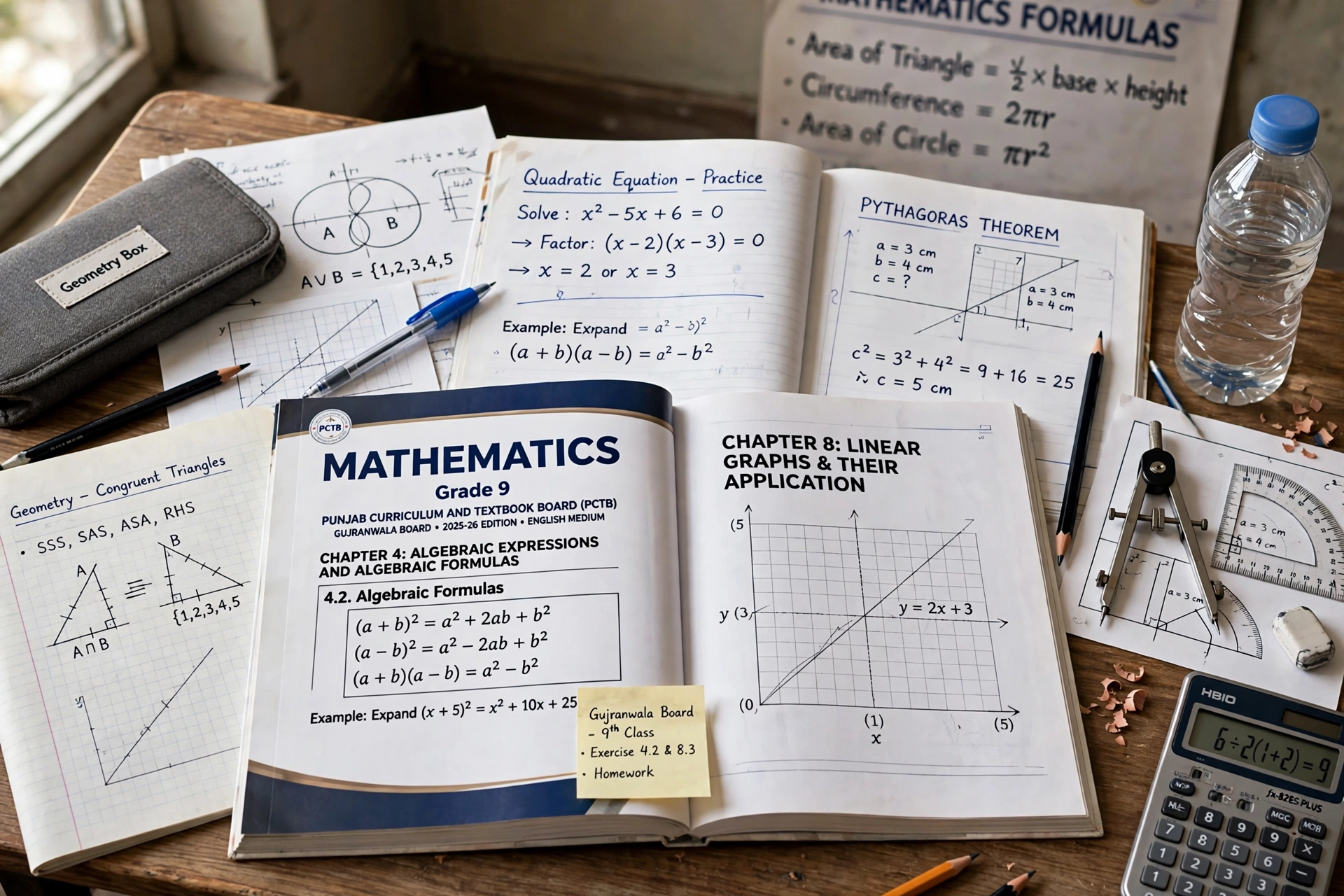 Gujranwala board 9th class math guess paper 2027 important questions revision guide