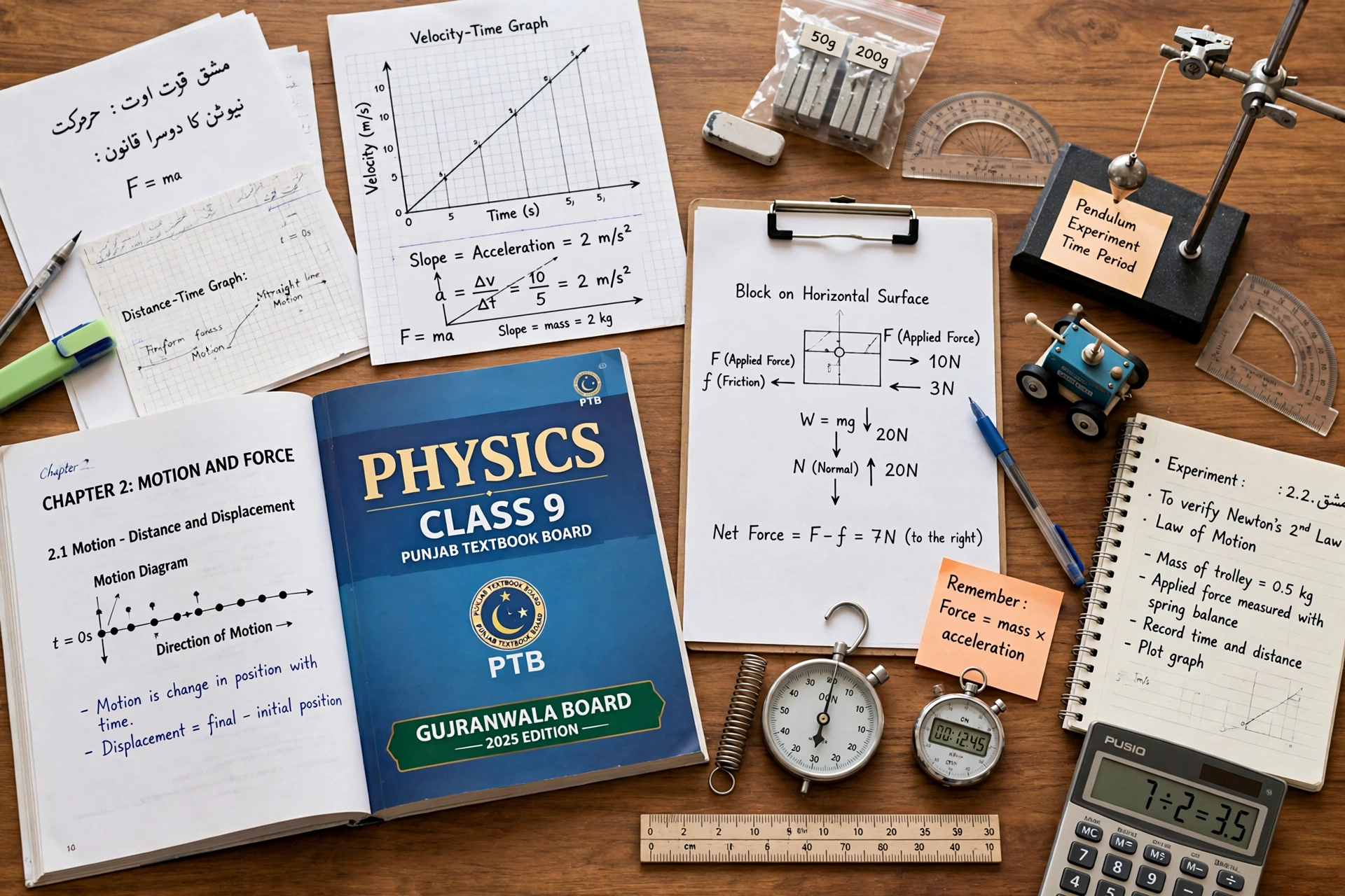 Gujranwala board 9th class physics guess paper 2027 revision guide with physics textbook and study notes